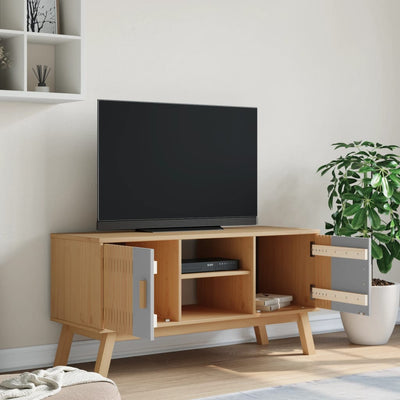 TV-taso OLDEN harmaa ja ruskea 114x43x57 cm täysi mänty