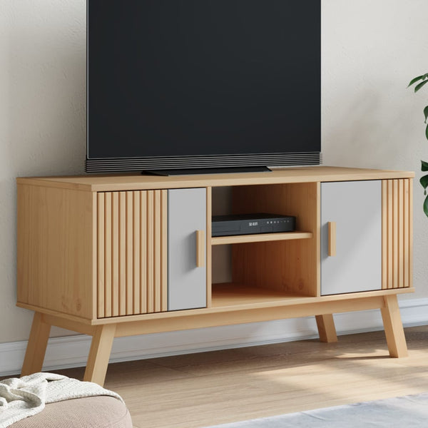 TV-taso OLDEN harmaa ja ruskea 114x43x57 cm täysi mänty