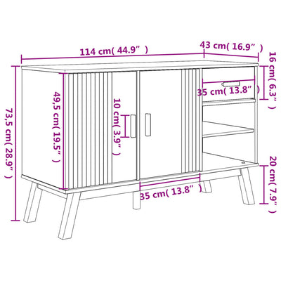 Senkki OLDEN ruskea 114x43x73,5 cm täysi mänty