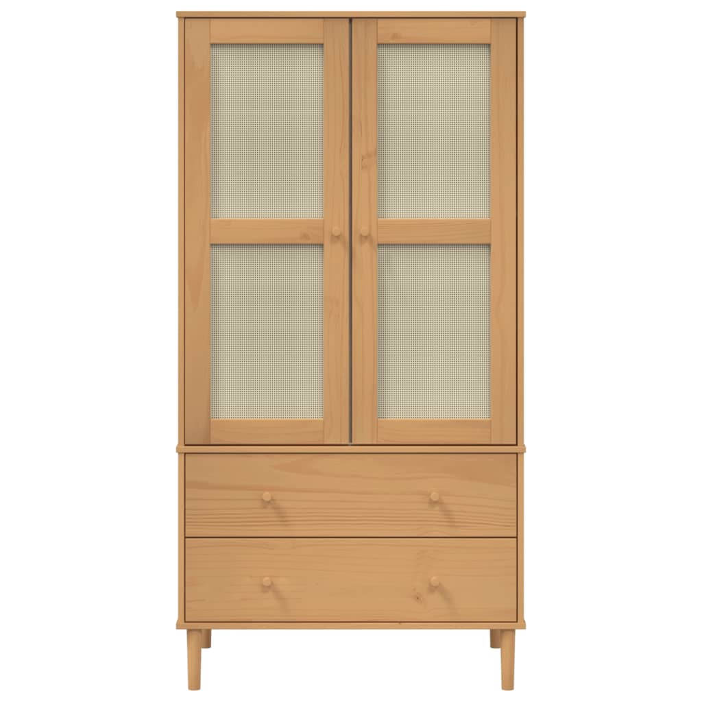 Vaatekaappi SENJA rottinkityyli ruskea 90x55x175 cm täysi mänty