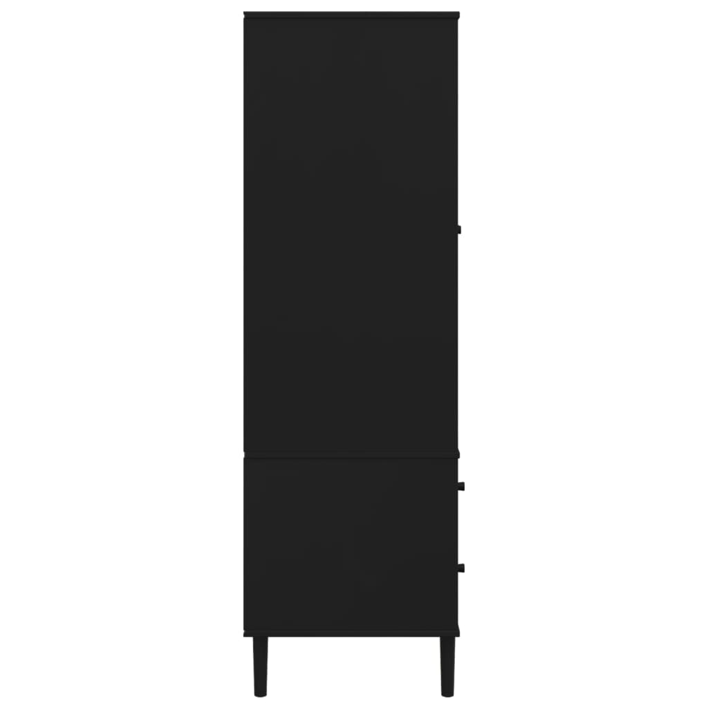 Vaatekaappi SENJA rottinkityyli musta 90x55x175 cm täysi mänty