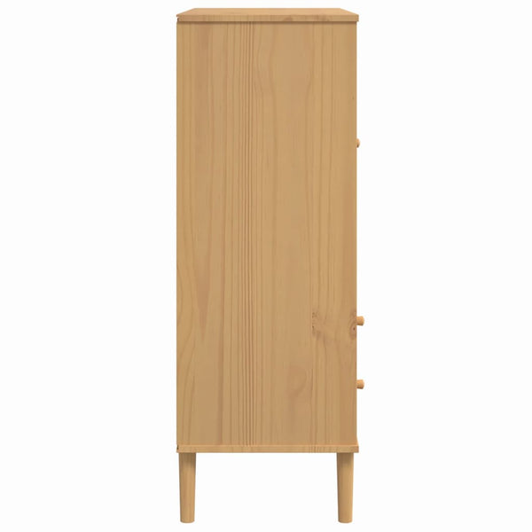 Ruskea kaappi senja Elliy 90x40x112cm (rottinkityyli, mänty)