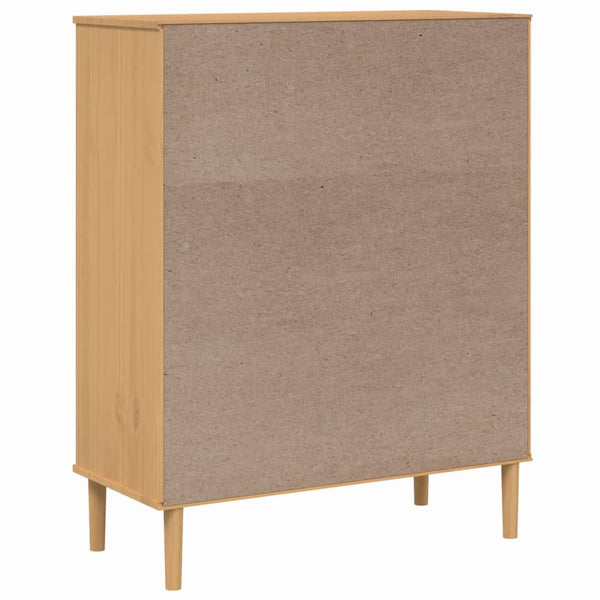 Ruskea kaappi senja Elliy 90x40x112cm (rottinkityyli, mänty)