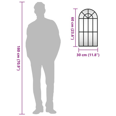 Musta seinäpeili Roneo 30x60cm (kaari rauta)