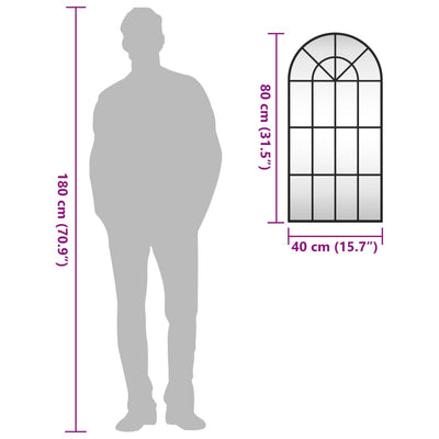 Musta seinäpeili Roneo 40x80cm (kaari rauta)