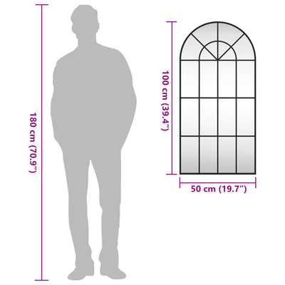 Musta seinäpeili Roneo 50x100cm (kaari rauta)