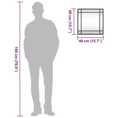 Musta seinäpeili Soriana 40x40cm (neliö rauta)