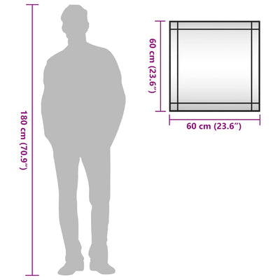 Musta seinäpeili Soriana 60x60cm (neliö metalli)