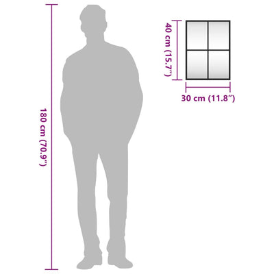 Musta seinäpeili Puggioli 30x40cm (suorakulmio rauta)