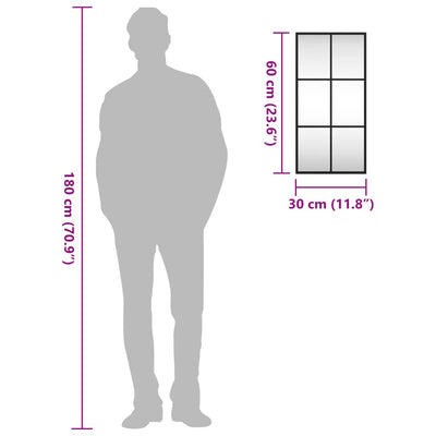 Musta seinäpeili Puggioli 30x60cm (suorakulmio rauta)