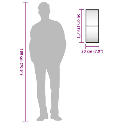 Musta seinäpeili Puggioli 20x50cm (suorakulmio rauta)