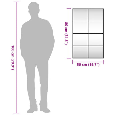 Musta seinäpeili Puggioli 50x80cm (suorakulmio rauta)