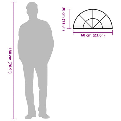 Musta seinäpeili Berena 60x30cm (kaari rauta)