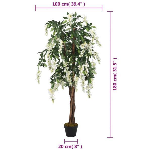 Vihreä ja valkoinen tekokasvi sinisade Jaimee 180cm (1260 lehteä)