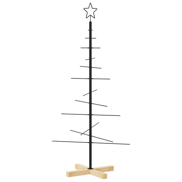 Musta metallinen joulukuusi puujalustalla Iasa 120cm