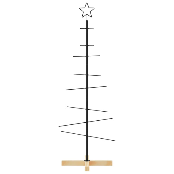 Musta metallinen joulukuusi puujalustalla Iasa 120cm
