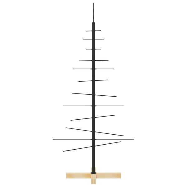 Musta metallinen joulukuusi puujalustalla Iasa 120cm