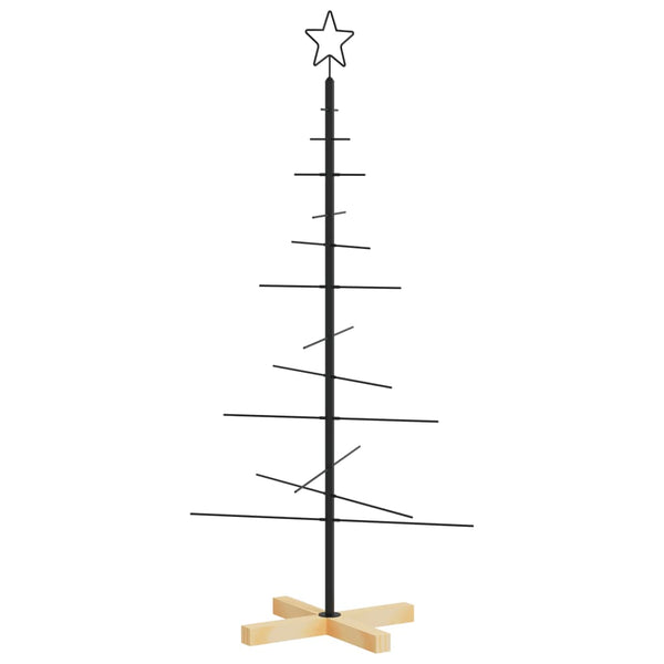 Musta metallinen joulukuusi puujalustalla Iasa 120cm