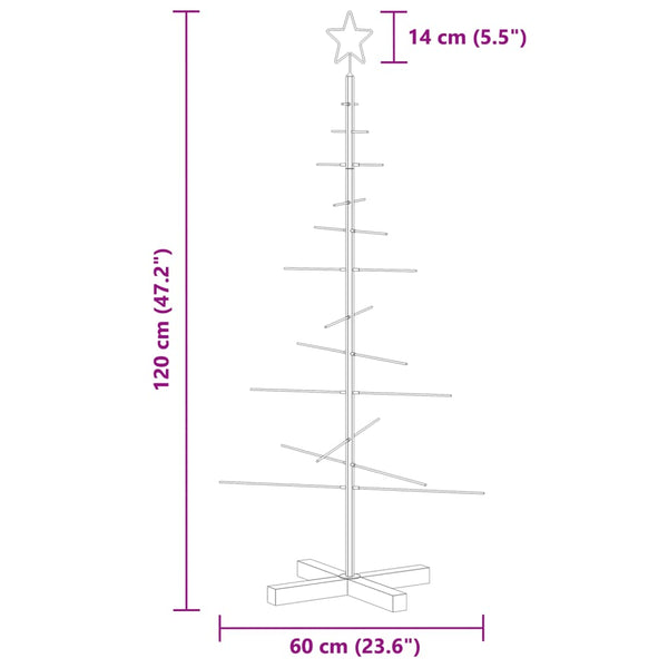 Musta metallinen joulukuusi puujalustalla Iasa 120cm