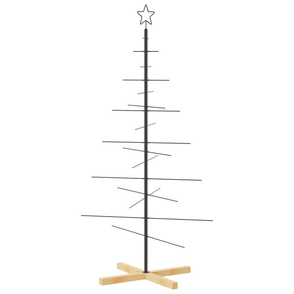 Musta metallinen joulukuusi puujalustalla Iasa 150cm