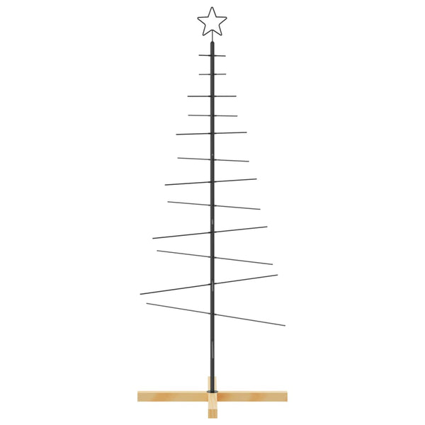 Musta metallinen joulukuusi puujalustalla Iasa 150cm