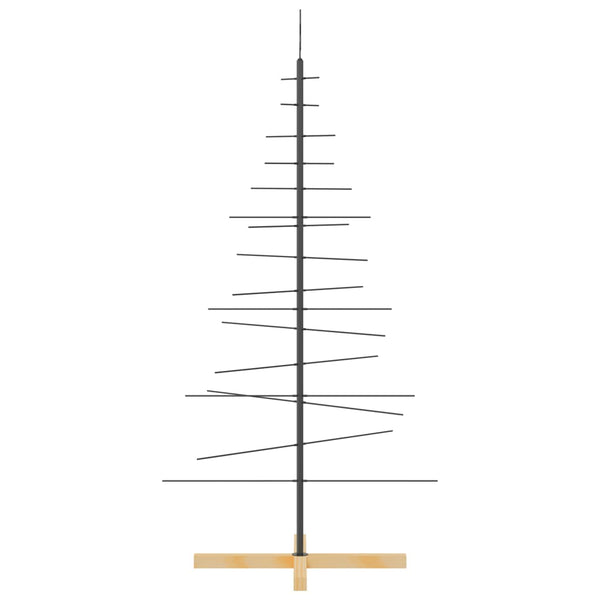 Musta metallinen joulukuusi puujalustalla Iasa 150cm