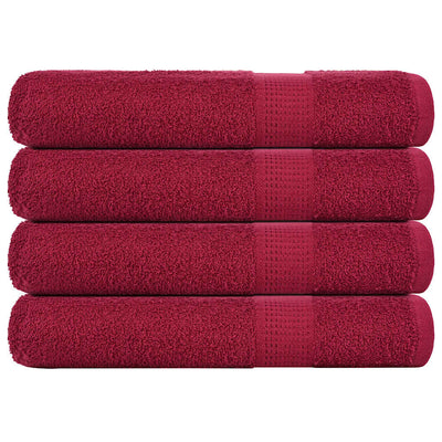 Pyyhkeet 4 kpl viininpunainen 100x200 cm 360 gsm 100% puuvillaa