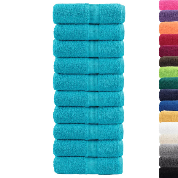 Premium-vieraspyyhkeet SOLUND 10 kpl turkoosi 30x50 cm 600 gsm
