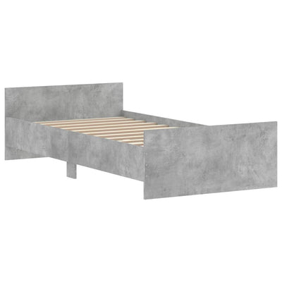 Sängynrunko betoninharmaa 90x200 cm tekninen puu