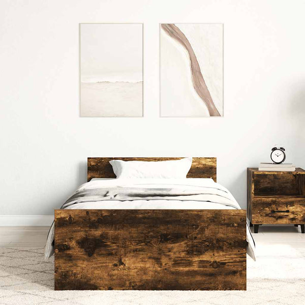 Sängynrunko ilman patjaa savutammi 90x200 cm tekninen puu