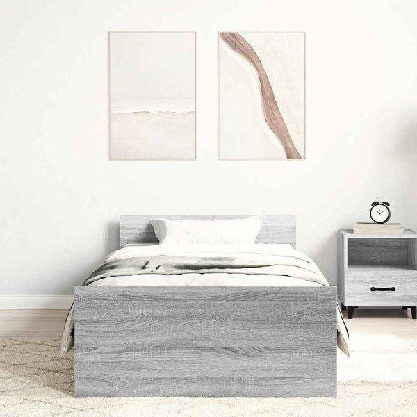 Sängynrunko harmaa Sonoma 100x200 cm tekninen puu