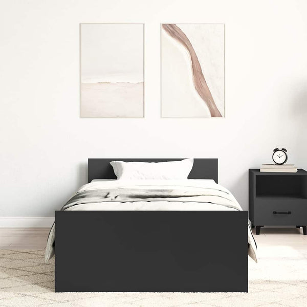 Sängynrunko musta 90x190 cm tekninen puu