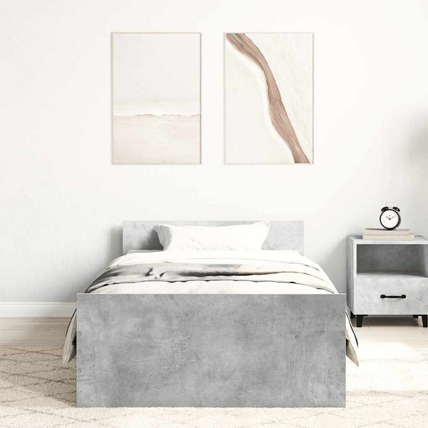 Sängynrunko betoninharmaa 90x190 cm tekninen puu