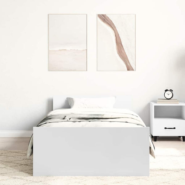 Sängynrunko valkoinen 75x190 cm Small Single tekninen puu