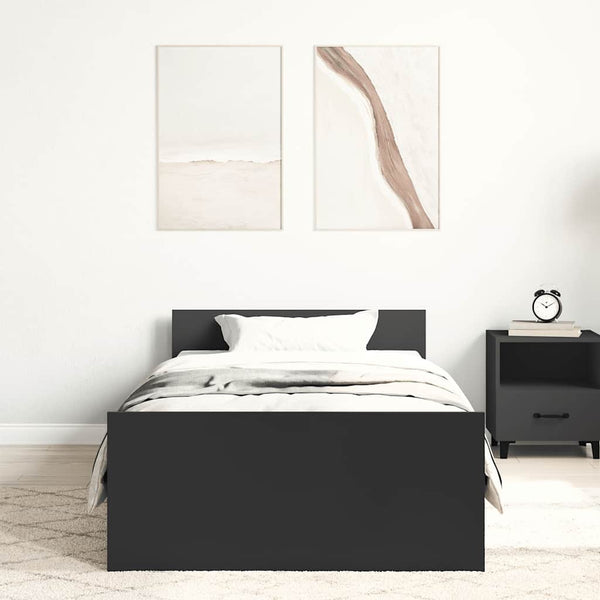 Sängynrunko musta 75x190 cm Small Single tekninen puu