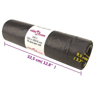 Musta roskapussit kiristysnyöreillä Constatina 240 l (150 kpl)