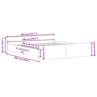 Savutammi sängynrunko päädyillä Cucu 180x200cm