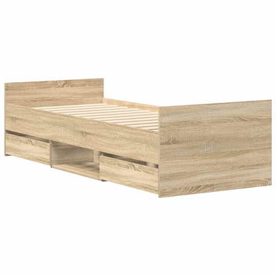 Sonoma-tammi sängynrunko päädyillä Milu 100x200cm