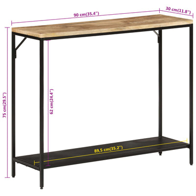 Konsolipöytä 90x30x75 cm täysi karkea mangopuu ja rauta