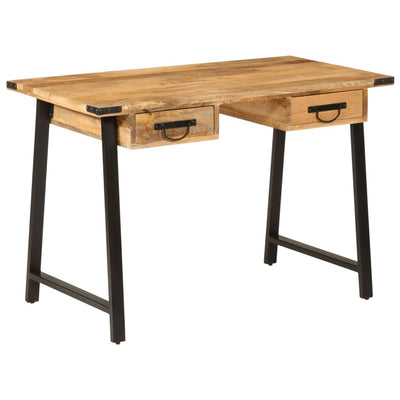 Työpöytä laatikoilla 105x55x70 cm täysi mangopuu ja rauta