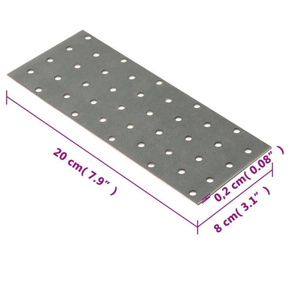 Reikälevyt 40 kpl 2 mm 200x80 mm galvanoitu teräs