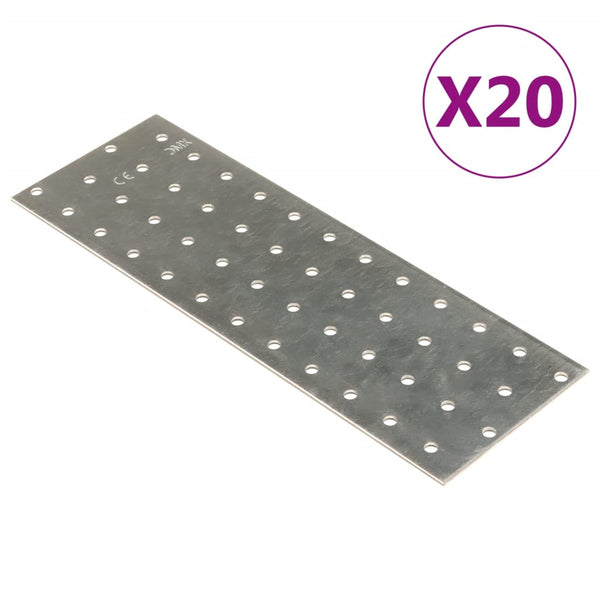 Reikälevyt 20 kpl 2 mm 240x80 mm galvanoitu teräs