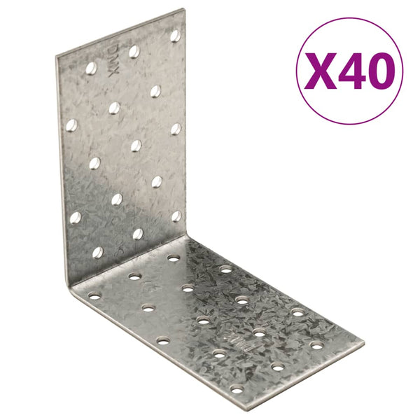 Kulmareikälevyt 40 kpl 2 mm 100x60x100 mm galvanoitu teräs