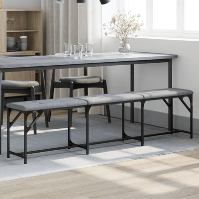 Vaaleanharmaa ruokapenkki Whelmina 186x32x45cm (teräs ja kangas)