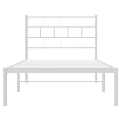 Valkoinen metallinen sängynrunko päädyllä Orodan 80x200cm