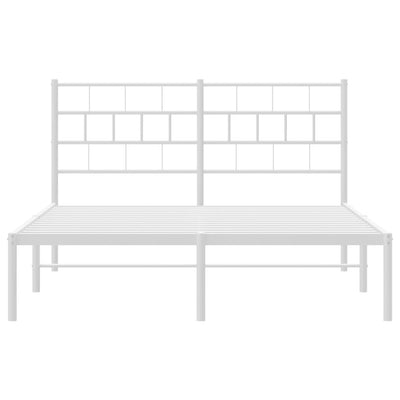 Valkoinen metallinen sängynrunko päädyllä Orodan 140x200cm