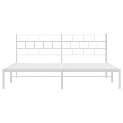 Valkoinen metallinen sängynrunko päädyllä Orodan 183x213cm