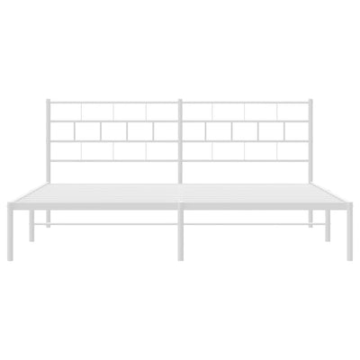 Valkoinen metallinen sängynrunko päädyllä Orodan 193x203cm