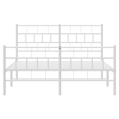 Valkoinen metallinen sängynrunko päädyillä Orodan 120x200cm