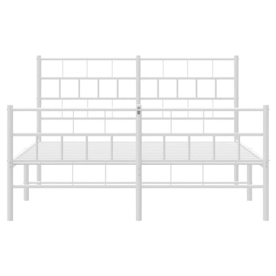Valkoinen metallinen sängynrunko päädyillä Orodan 135x190cm